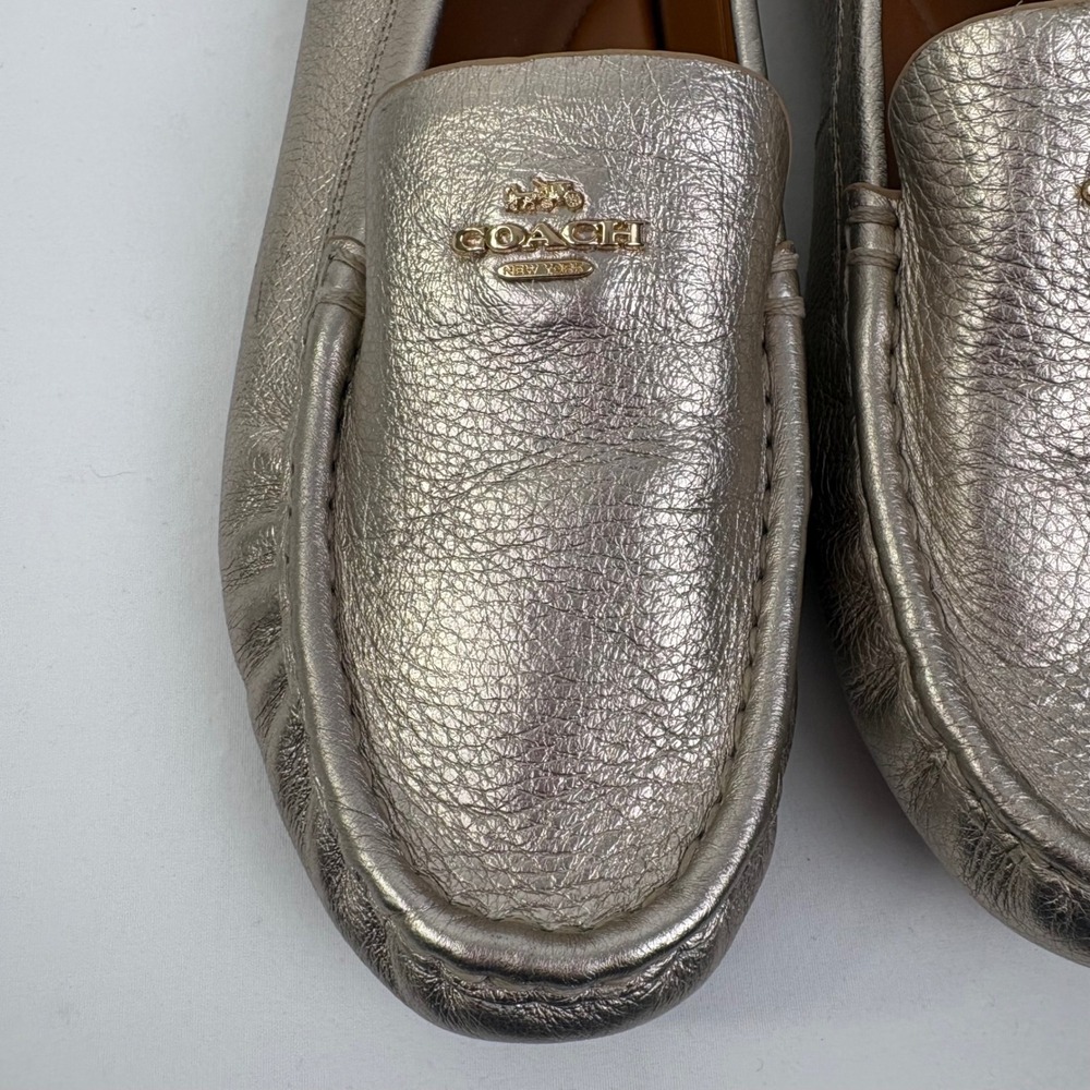 Coach Marley Driver Metallic Champagne Gold Leather Loafers G5200 Womens 10B - Picture 6 of 12